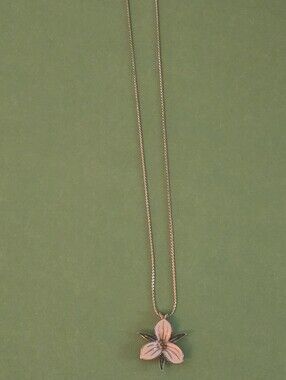 Dorlan Gold Tone Necklace Flower Floral Enamel